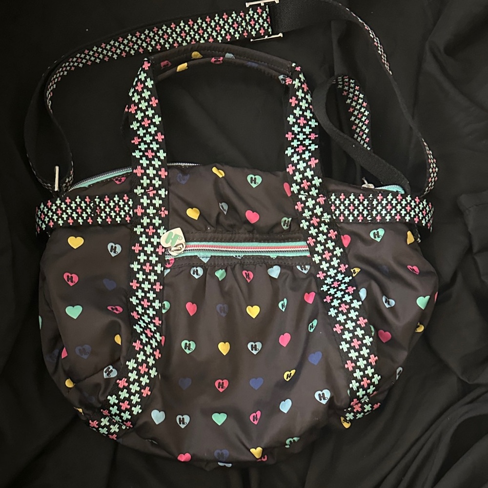 Harajuku Vintage Heart Print Tote Bag with Cross-Pattern  Gwen Stefani Brand